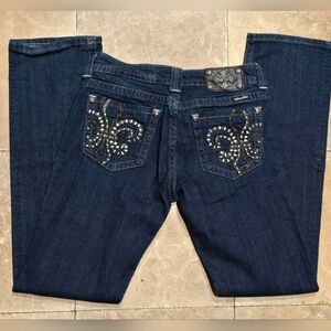 Miss Me Chain Reaction Straight Leg Dark Wash Jeans